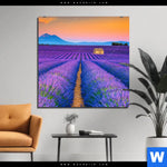 Aluminiumbild Gebürstet Lavendel Blumen Feld Quadrat Produktvorschau mit dem Bild Lavendel Blumen Feld im Format Quadrat.