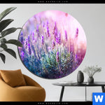 Aluminiumbild Gebürstet Lavendelbluetenfeld Rund Produktvorschau mit dem Bild Lavendelblütenfeld im Format Rund.