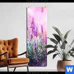 Aluminiumbild Gebürstet Lavendelbluetenfeld Schmal Produktvorschau mit dem Bild Lavendelblütenfeld im Format Schmal.