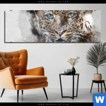 Aluminiumbild Gebürstet Leopard Aquarell Panorama Produktvorschau mit dem Bild Leopard Aquarell im Format Panorama.
