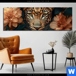Aluminiumbild Gebürstet Leopard Im Bluetenmeer Panorama Produktvorschau mit dem Bild Leopard im Blütenmeer im Format Panorama.