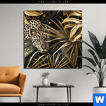 Aluminiumbild Gebürstet Leopard In Goldener Tarnung Quadrat Produktvorschau mit dem Bild Leopard in goldener Tarnung im Format Quadrat.
