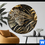 Aluminiumbild Gebürstet Leopard In Goldener Tarnung Rund Produktvorschau mit dem Bild Leopard in goldener Tarnung im Format Rund.