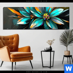 Aluminiumbild Gebürstet Leuchtende Fantasieblueten Panorama Produktvorschau mit dem Bild Leuchtende Fantasieblüten im Format Panorama.