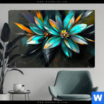 Aluminiumbild Gebürstet Leuchtende Fantasieblueten Querformat Produktvorschau mit dem Bild Leuchtende Fantasieblüten im Format Querformat.