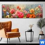 Aluminiumbild Gebürstet Leuchtende Fruehlingsblumen Panorama Produktvorschau mit dem Bild Leuchtende Frühlingsblumen im Format Panorama.