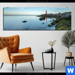 Aluminiumbild Gebürstet Leuchtturm An Der Nordsee Panorama Produktvorschau mit dem Bild Leuchtturm an der Nordsee im Format Panorama.