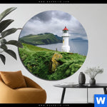 Aluminiumbild Gebürstet Leuchtturm Auf Insel Rund Produktvorschau mit dem Bild Leuchtturm auf Insel im Format Rund.