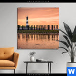 Aluminiumbild Gebürstet Leuchtturm Bei Sonnenuntergang Quadrat Produktvorschau mit dem Bild Leuchtturm bei Sonnenuntergang im Format Quadrat.
