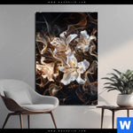 Aluminiumbild Gebürstet Lilien In Goldenem Rauch Hochformat Produktvorschau mit dem Bild Lilien in goldenem Rauch im Format Hochformat.