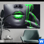 Aluminiumbild Gebürstet Lippen Silber Gruen Querformat Produktvorschau mit dem Bild Lippen Silber & Grün im Format Querformat.