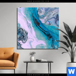 Aluminiumbild Gebürstet Liquid Marmor Tuerkis Flieder Quadrat Produktvorschau mit dem Bild Liquid Marmor Türkis Flieder im Format Quadrat.