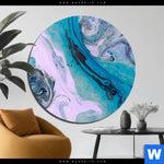 Aluminiumbild Gebürstet Liquid Marmor Tuerkis Flieder Rund Produktvorschau mit dem Bild Liquid Marmor Türkis Flieder im Format Rund.