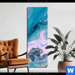 Aluminiumbild Gebürstet Liquid Marmor Tuerkis Flieder Schmal Produktvorschau mit dem Bild Liquid Marmor Türkis Flieder im Format Schmal.
