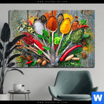 Aluminiumbild Gebürstet Loeffel Mit Kraeutern Und Gewuerzen Querformat Produktvorschau mit dem Bild Löffel mit Kräutern und Gewürzen im Format Querformat.