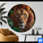 Aluminiumbild Gebürstet Loewe Im Gruenen Regenwald Rund Produktvorschau mit dem Bild Löwe im grünen Regenwald im Format Rund.