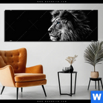 Aluminiumbild Gebürstet Loewe Mit Blauen Augen Panorama Produktvorschau mit dem Bild Löwe mit blauen Augen im Format Panorama.
