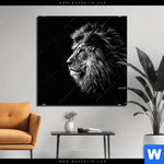 Aluminiumbild Gebürstet Loewe Mit Blauen Augen Quadrat Produktvorschau mit dem Bild Löwe mit blauen Augen im Format Quadrat.