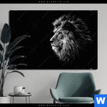 Aluminiumbild Gebürstet Loewe Mit Blauen Augen Querformat Produktvorschau mit dem Bild Löwe mit blauen Augen im Format Querformat.