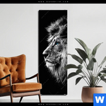 Aluminiumbild Gebürstet Loewe Mit Blauen Augen Schmal Produktvorschau mit dem Bild Löwe mit blauen Augen im Format Schmal.