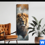 Aluminiumbild Gebürstet Loewe Mit Goldenen Fluegeln Schmal Produktvorschau mit dem Bild Löwe mit goldenen Flügeln im Format Schmal.