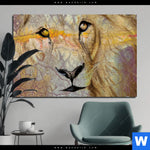 Aluminiumbild Gebürstet Loewe Querformat Produktvorschau mit dem Bild Löwe im Format Querformat.
