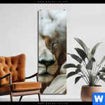 Aluminiumbild Gebürstet Loewe Sanft Umhuellt Schmal Produktvorschau mit dem Bild Löwe sanft umhüllt im Format Schmal.