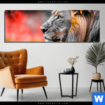 Aluminiumbild Gebürstet Loewe Savannenzauber In Afrika Panorama Produktvorschau mit dem Bild Löwe - Savannenzauber in Afrika im Format Panorama.