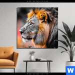 Aluminiumbild Gebürstet Loewe Savannenzauber In Afrika Quadrat Produktvorschau mit dem Bild Löwe - Savannenzauber in Afrika im Format Quadrat.