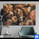 Aluminiumbild Gebürstet Loewe Schlaeft In Blueten Querformat Produktvorschau mit dem Bild Löwe schläft in Blüten im Format Querformat.