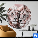 Aluminiumbild Gebürstet Loewen Harmonie In Pastell Rund Produktvorschau mit dem Bild Löwen - Harmonie in Pastell im Format Rund.