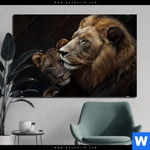 Aluminiumbild Gebürstet Loewen Staerke Und Zaertlichkeit Querformat Produktvorschau mit dem Bild Löwen - Stärke und Zärtlichkeit im Format Querformat.