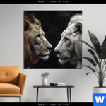 Aluminiumbild Gebürstet Loewen Zweisamkeit Quadrat Produktvorschau mit dem Bild Löwen - Zweisamkeit im Format Quadrat.