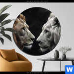 Aluminiumbild Gebürstet Loewen Zweisamkeit Rund Produktvorschau mit dem Bild Löwen - Zweisamkeit im Format Rund.