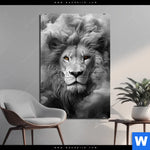 Aluminiumbild Gebürstet Loewengesicht In Rauch Hochformat Produktvorschau mit dem Bild Löwengesicht in Rauch im Format Hochformat.