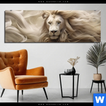 Aluminiumbild Gebürstet Loewenkopf Mit Weisser Maehne Panorama Produktvorschau mit dem Bild Löwenkopf mit weißer Mähne im Format Panorama.