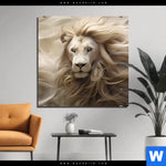 Aluminiumbild Gebürstet Loewenkopf Mit Weisser Maehne Quadrat Produktvorschau mit dem Bild Löwenkopf mit weißer Mähne im Format Quadrat.