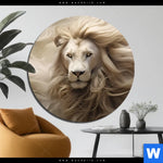 Aluminiumbild Gebürstet Loewenkopf Mit Weisser Maehne Rund Produktvorschau mit dem Bild Löwenkopf mit weißer Mähne im Format Rund.