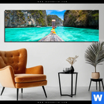 Aluminiumbild Gebürstet Longtail Boot Panorama Produktvorschau mit dem Bild Longtail-Boot im Format Panorama.