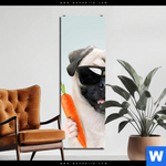 Aluminiumbild Gebürstet Lustiger Hund Mit Burger Schmal Produktvorschau mit dem Bild Lustiger Hund mit Burger im Format Schmal.