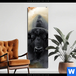 Aluminiumbild Gebürstet Maechtiger Bueffel Schmal Produktvorschau mit dem Bild Mächtiger Büffel im Format Schmal.