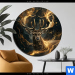 Aluminiumbild Gebürstet Magischer Hirsch Im Sternenlicht Rund Produktvorschau mit dem Bild Magischer Hirsch im Sternenlicht im Format Rund.