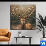 Aluminiumbild Gebürstet Magischer Hirsch Im Waldrand Quadrat Produktvorschau mit dem Bild Magischer Hirsch im Waldrand im Format Quadrat.