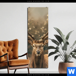 Aluminiumbild Gebürstet Magischer Hirsch Im Waldrand Schmal Produktvorschau mit dem Bild Magischer Hirsch im Waldrand im Format Schmal.