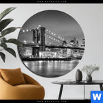 Aluminiumbild Gebürstet Manhattan Zeitlose Skyline Rund Produktvorschau mit dem Bild Manhattan - Zeitlose Skyline im Format Rund.