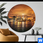 Aluminiumbild Gebürstet Manhatten Bei Sonnenuntergang Rund Produktvorschau mit dem Bild Manhatten bei Sonnenuntergang im Format Rund.