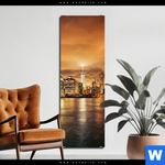Aluminiumbild Gebürstet Manhatten Bei Sonnenuntergang Schmal Produktvorschau mit dem Bild Manhatten bei Sonnenuntergang im Format Schmal.