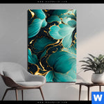 Aluminiumbild Gebürstet Marmor Blueten In Tuerkis Gold Hochformat Produktvorschau mit dem Bild Marmor Blüten in türkis & gold im Format Hochformat.