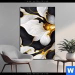 Aluminiumbild Gebürstet Marmor Blueten In Weiss Gold Hochformat Produktvorschau mit dem Bild Marmor Blüten in weiß & gold im Format Hochformat.