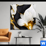 Aluminiumbild Gebürstet Marmor Blueten In Weiss Gold Quadrat Produktvorschau mit dem Bild Marmor Blüten in weiß & gold im Format Quadrat.